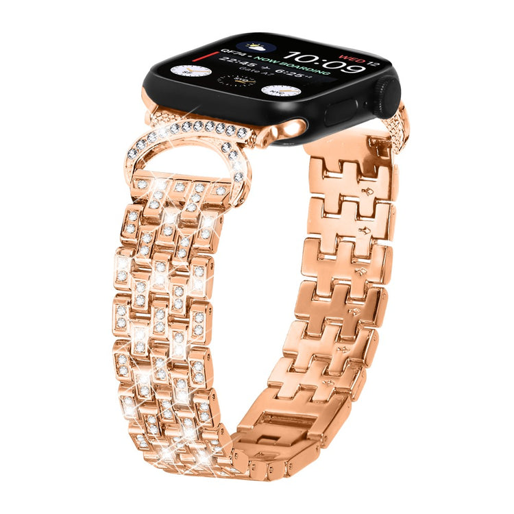 Solid Metal Og Rhinsten Universal Rem passer til Apple Smartwatch - Pink#serie_2