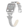 Apple Watch Series 8 (41mm) Genuine leather rhinestone décor strap with silver buckle
