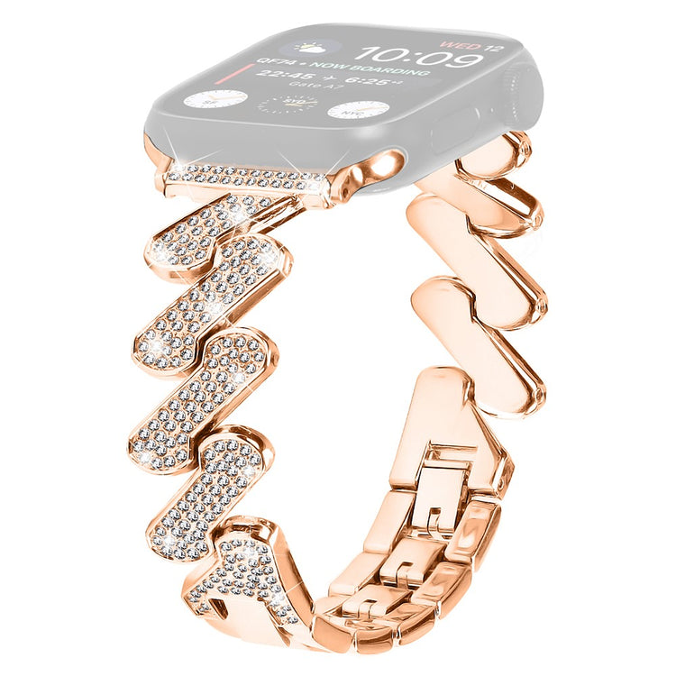 Mega Cool Metal Og Rhinsten Universal Rem passer til Apple Smartwatch - Pink#serie_3