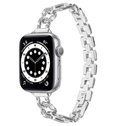 Klassisk Metal Og Rhinsten Universal Rem passer til Apple Smartwatch - Sølv#serie_3