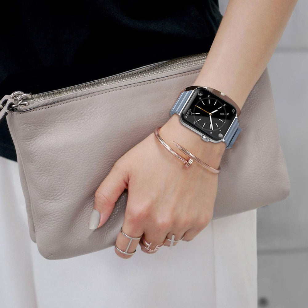 Rigtigt Slidstærk Silikone Universal Rem passer til Apple Smartwatch - Blå#serie_1