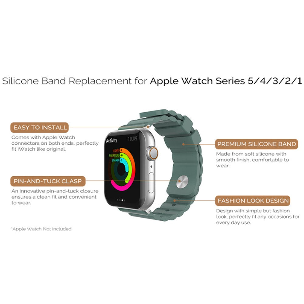 Rigtigt Slidstærk Silikone Universal Rem passer til Apple Smartwatch - Blå#serie_1