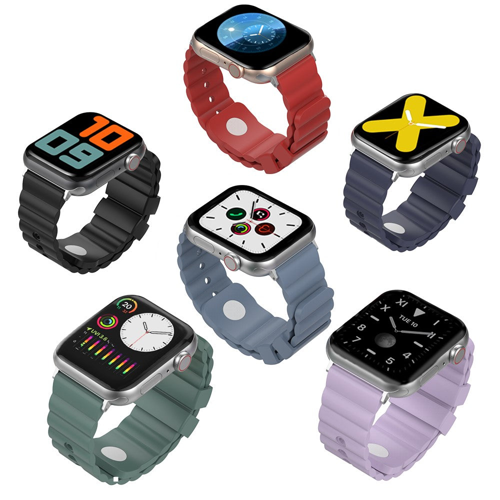 Rigtigt Slidstærk Silikone Universal Rem passer til Apple Smartwatch - Blå#serie_4