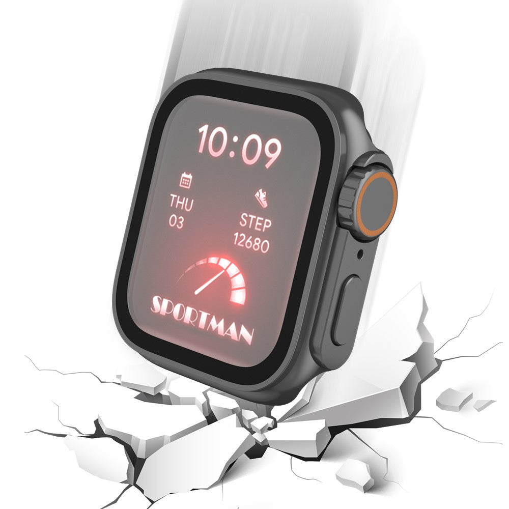 Beskyttende Universal Cover med Skærmbeskytter i Plastik og Hærdet Glas passer til Apple Smartwatch - Sort#serie_4