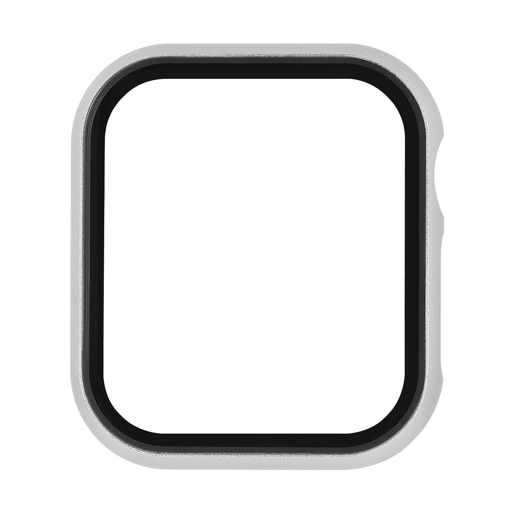 Mega Fed Universal Cover med Skærmbeskytter i Metal og Hærdet Glas passer til Apple Smartwatch - Sølv#serie_2