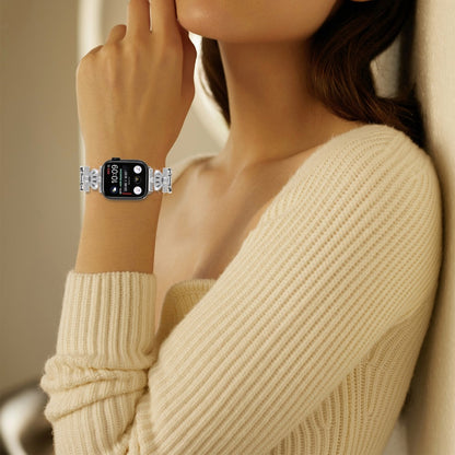 Apple Watch Series 9 45mm / Ultra 2 crown rhinestone décor alloy strap - Silver#serie_3