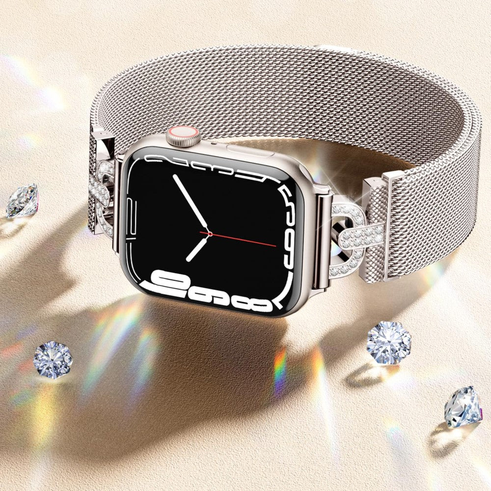 Meget Cool Metal Og Rhinsten Universal Rem passer til Apple Smartwatch - Sølv#serie_4