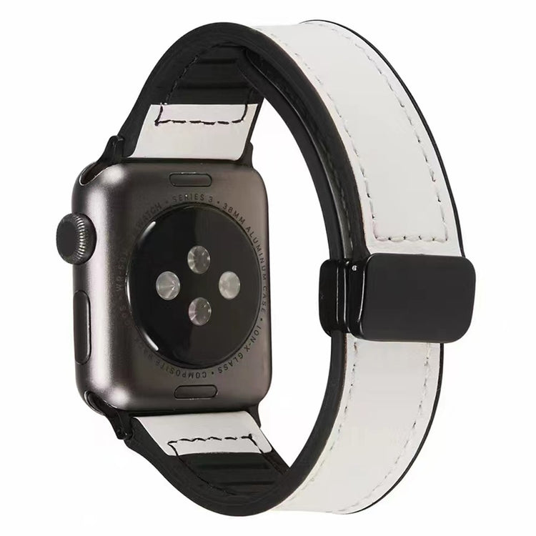 Kønt Kunstlæder Og Silikone Universal Rem passer til Apple Smartwatch - Hvid#serie_2