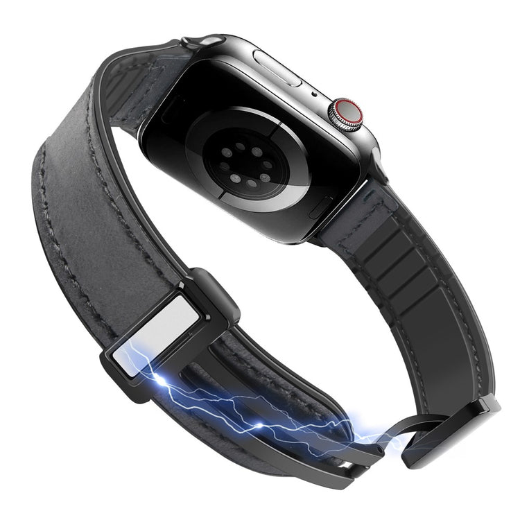 Kønt Kunstlæder Og Silikone Universal Rem passer til Apple Smartwatch - Sølv#serie_4