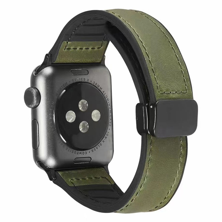 Kønt Kunstlæder Og Silikone Universal Rem passer til Apple Smartwatch - Grøn#serie_5