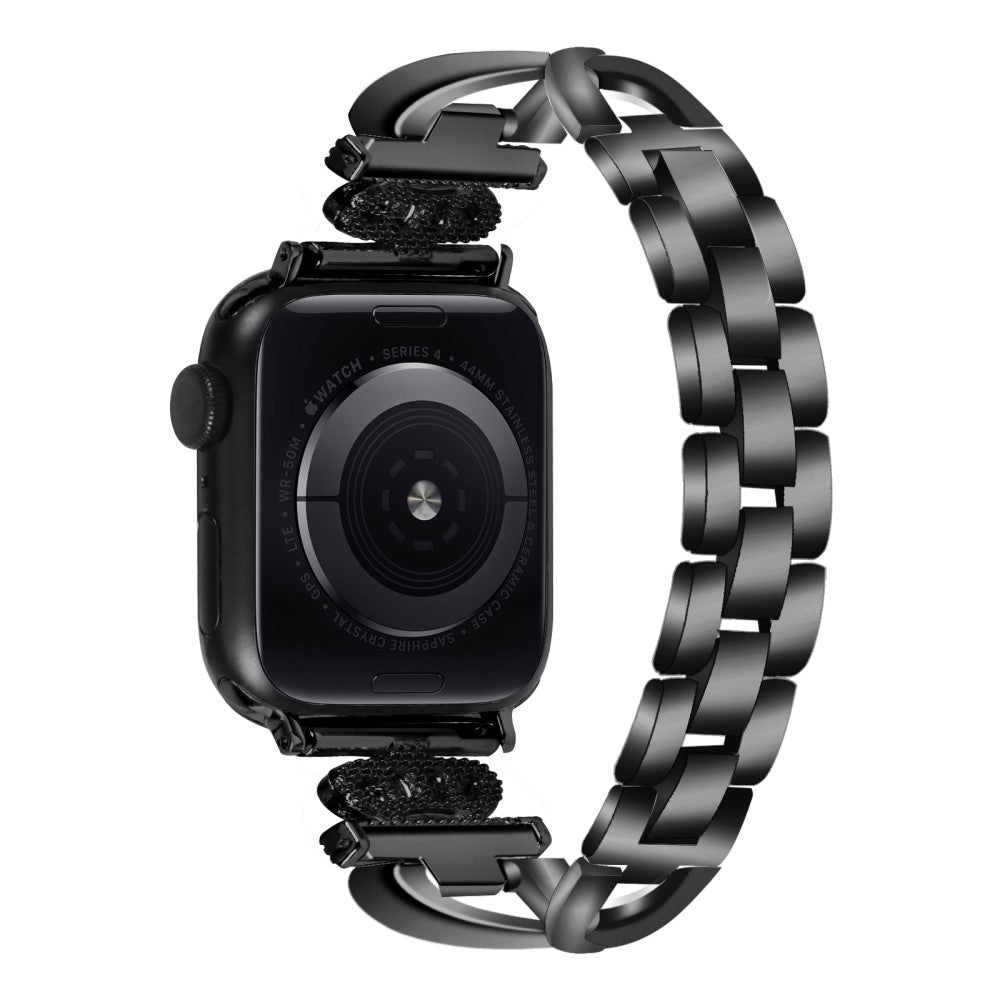 Meget Skøn Metal Og Rhinsten Universal Rem passer til Apple Smartwatch - Sort#serie_1