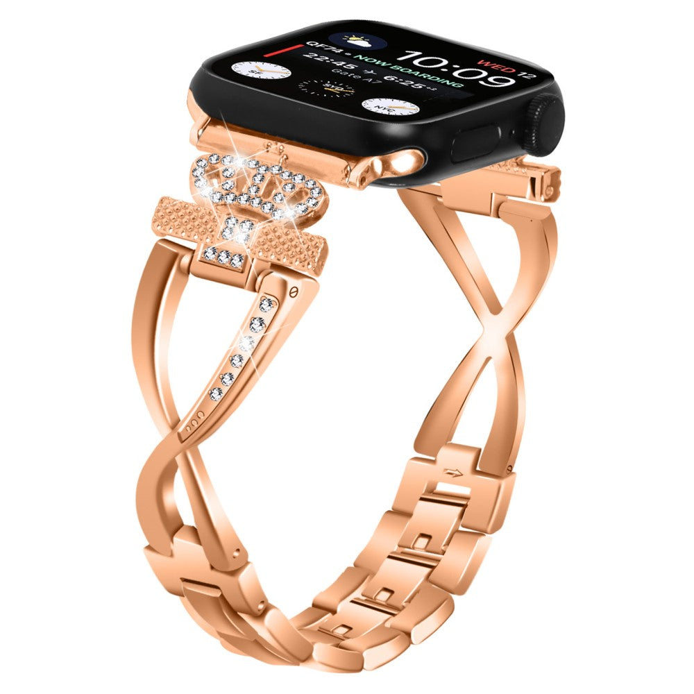 Meget Skøn Metal Og Rhinsten Universal Rem passer til Apple Smartwatch - Pink#serie_2