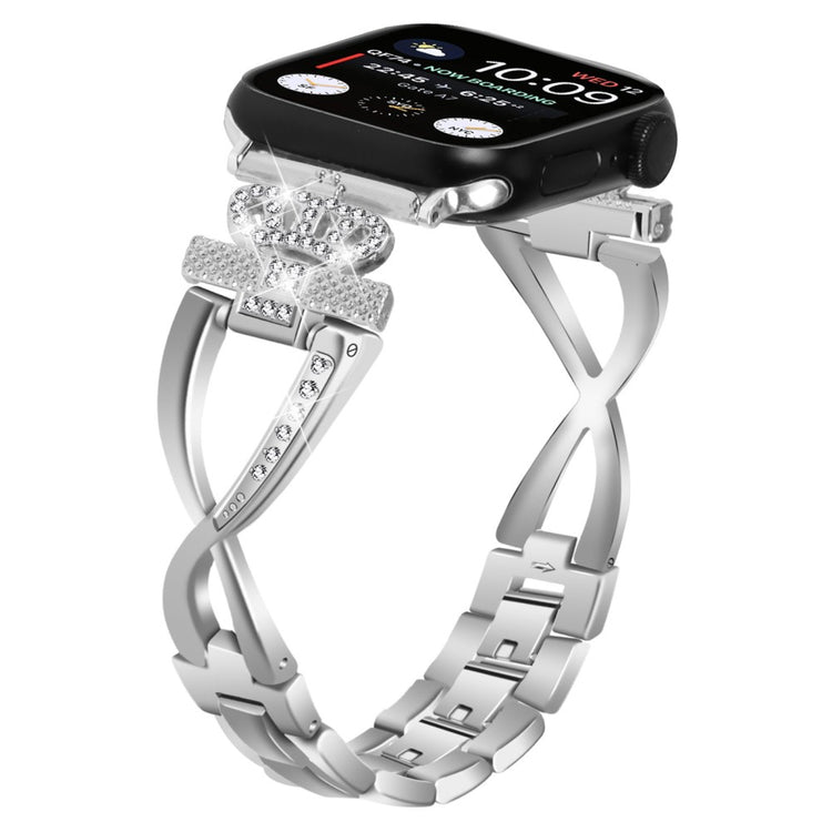 Meget Skøn Metal Og Rhinsten Universal Rem passer til Apple Smartwatch - Sølv#serie_3