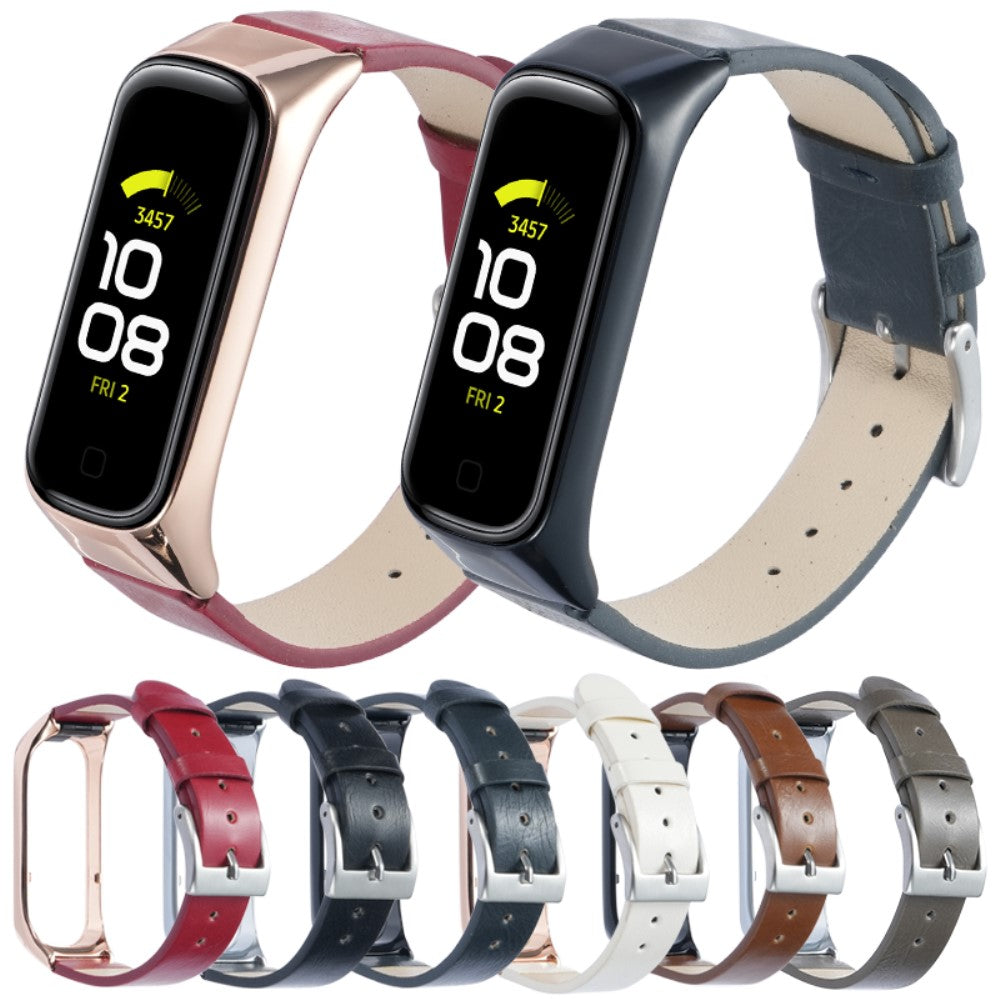 Meget Smuk Ægte Læder Rem passer til Samsung Galaxy Fit 2 - Hvid#serie_7