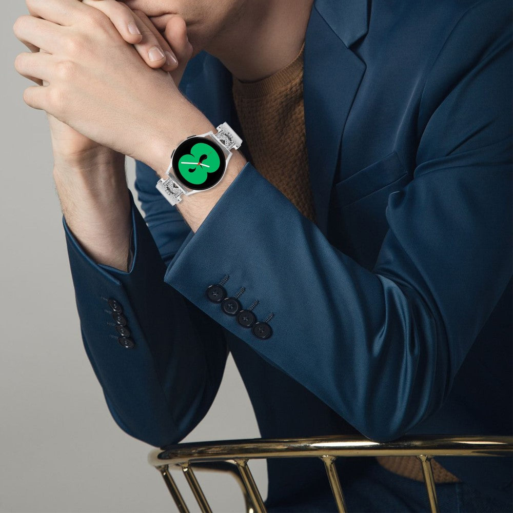 20mm Samsung Galaxy Watch 5 / 4 / 4 Classic rhinestone décor stainless steel strap - Silver#serie_1