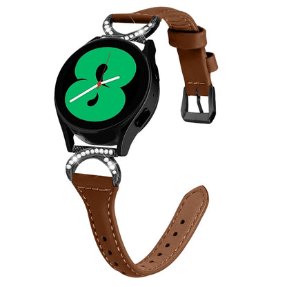 Fed Ægte Læder Og Rhinsten Universal Rem passer til Samsung Smartwatch - Brun#serie_6