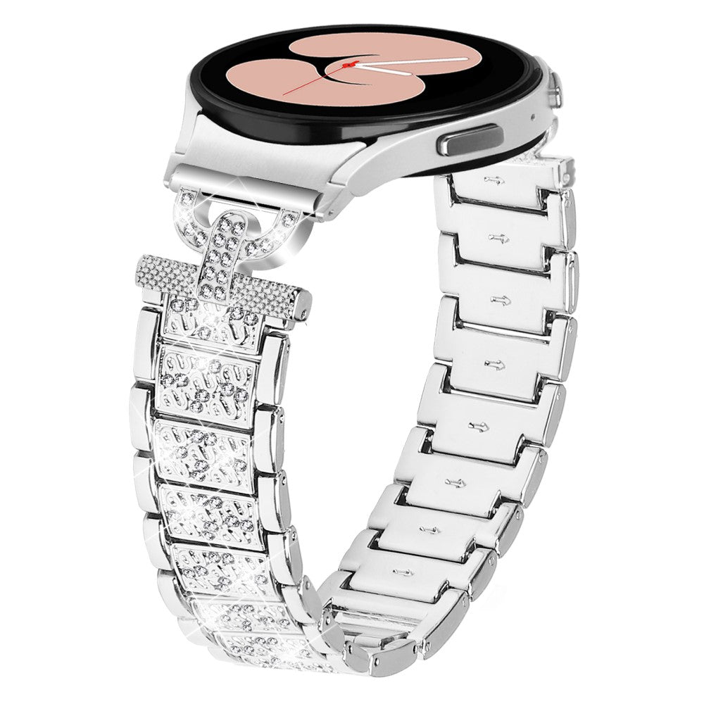 Smuk Metal Og Rhinsten Universal Rem passer til Samsung Smartwatch - Sølv#serie_1