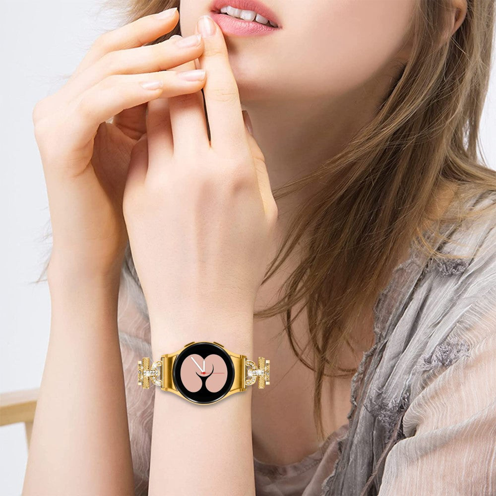 Smuk Metal Og Rhinsten Universal Rem passer til Samsung Smartwatch - Guld#serie_3