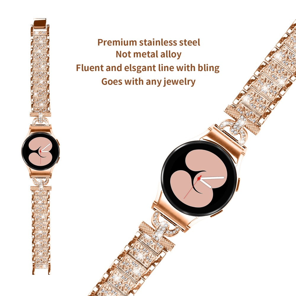 Holdbart Metal Og Rhinsten Universal Rem passer til Samsung Smartwatch - Pink#serie_3