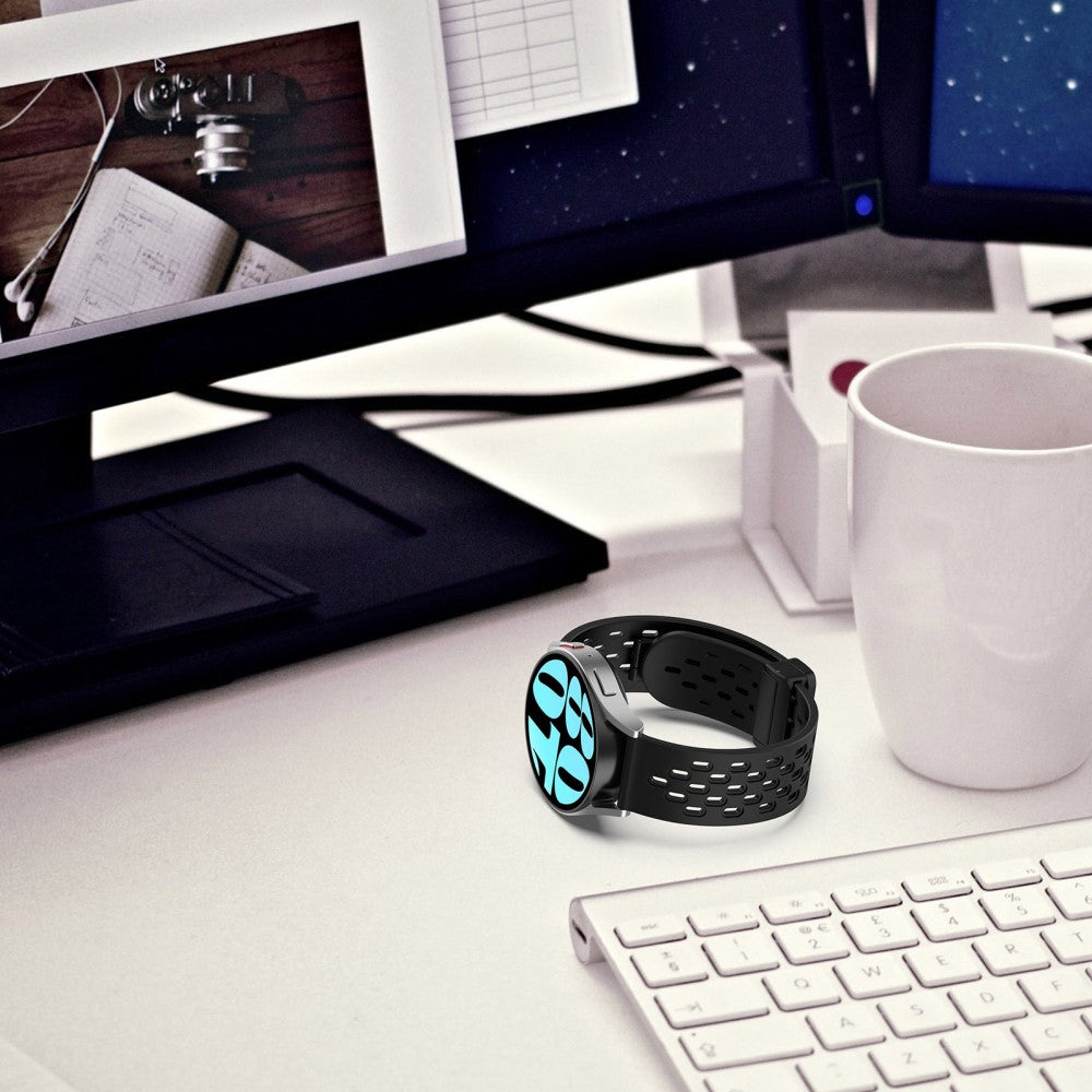 Helt Vildt Cool Metal Og Silikone Universal Rem passer til Smartwatch - Blå#serie_4