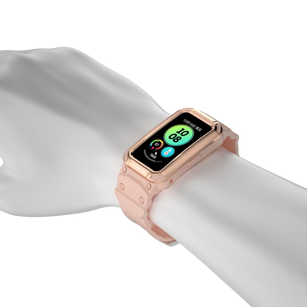 Nydelig Plastik Og Silikone Universal Rem passer til Huawei Smartwatch - Pink#serie_3