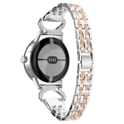 Meget Cool Metal Og Rhinsten Rem passer til Google Pixel Watch - Sølv#serie_3