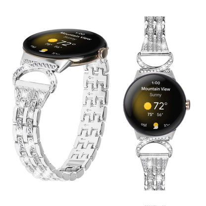 Meget Cool Metal Og Rhinsten Rem passer til Google Pixel Watch - Sølv#serie_4