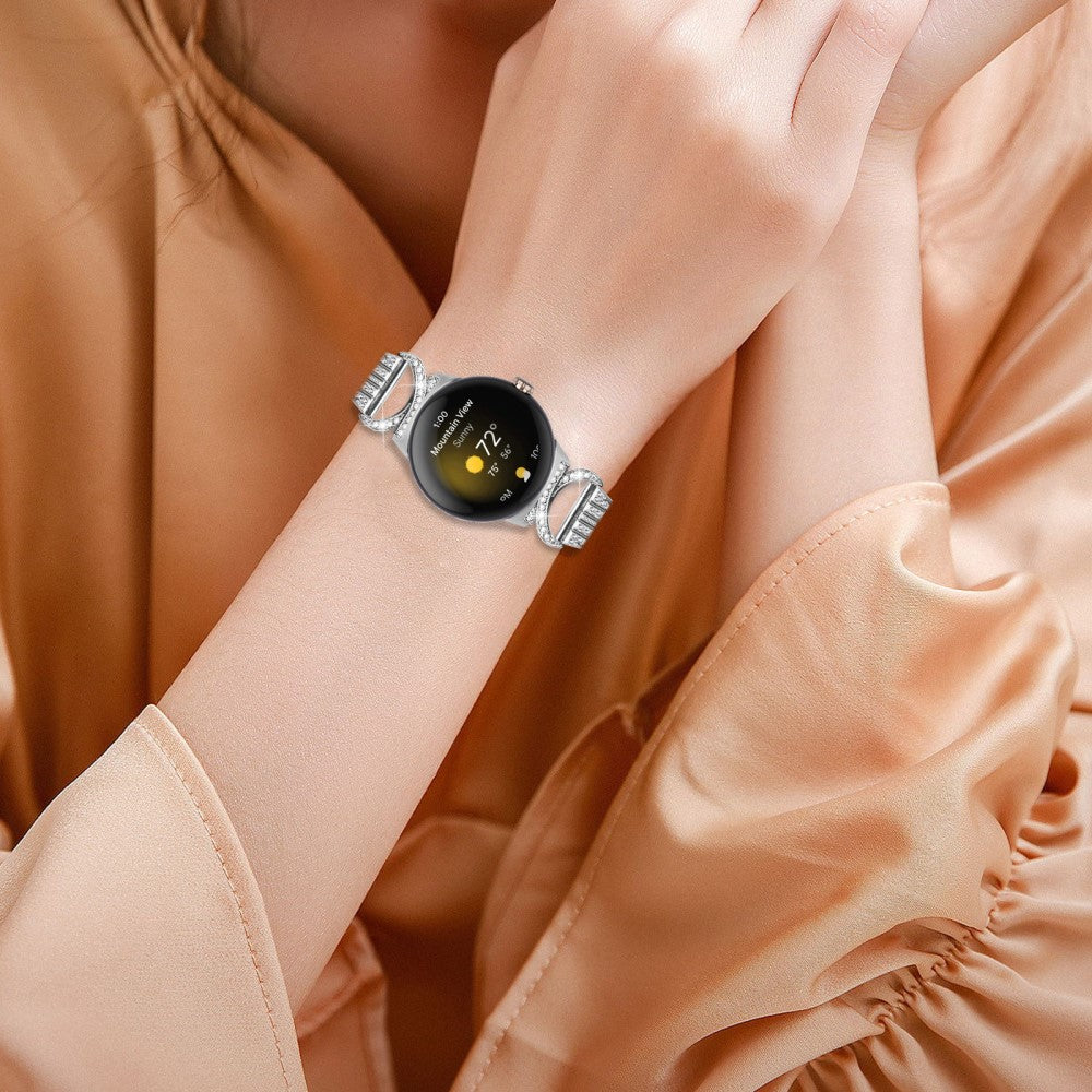Meget Cool Metal Og Rhinsten Rem passer til Google Pixel Watch - Sølv#serie_4