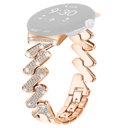 Helt Vildt Fint Metal Og Rhinsten Rem passer til Google Pixel Watch - Pink#serie_3