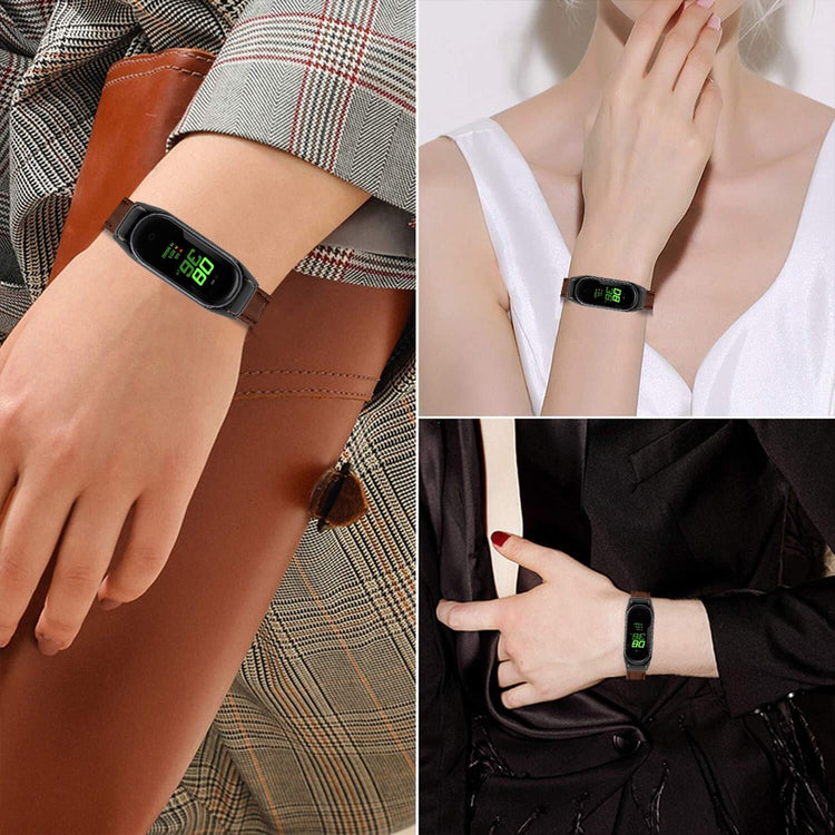 Rigtigt Kønt Ægte Læder Rem passer til Xiaomi Smart Band 8 - Brun#serie_6