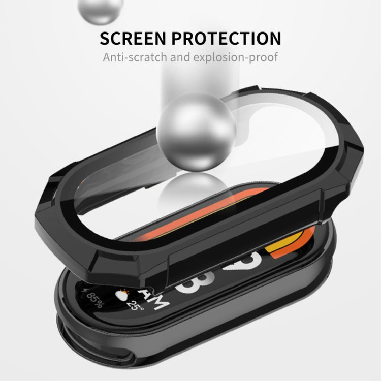 Super Fint Cover med Skærmbeskytter i Plastik og Hærdet Glas passer til Xiaomi Smart Band 8 - Blå#serie_4