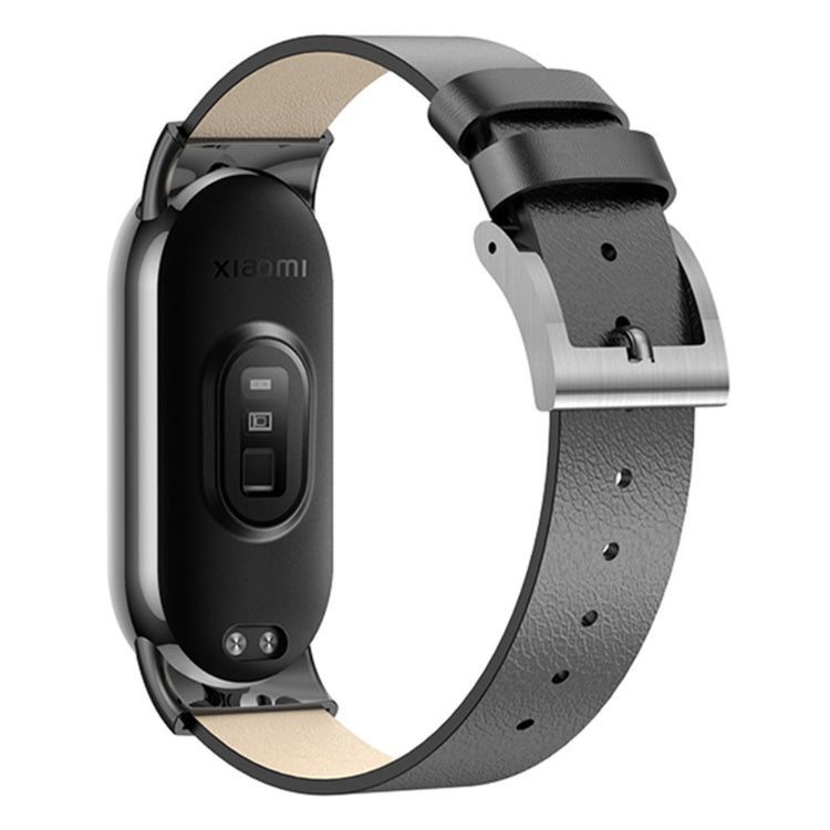 Flot Ægte Læder Rem passer til Xiaomi Smart Band 8 - Sort#serie_3