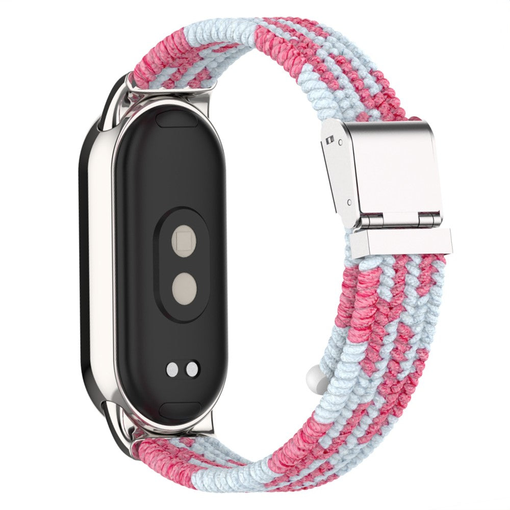 Meget Pænt Metal Og Nylon Rem passer til Xiaomi Smart Band 8 - Pink#serie_12