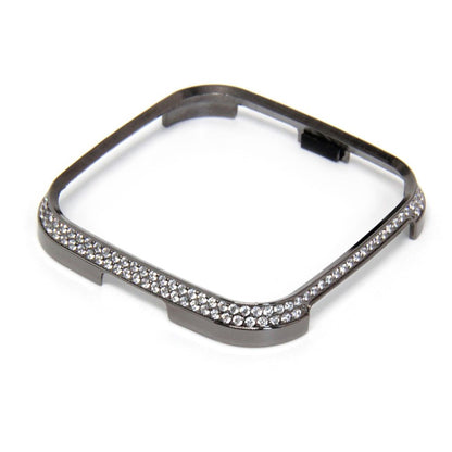 Mega Fed Fitbit Versa Metal og Rhinsten Cover - Sort#serie_4