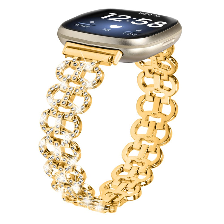 Metal Og Rhinsten Universal Rem passer til Fitbit Sense 1 / Fitbit Versa 3 - Guld#serie_2