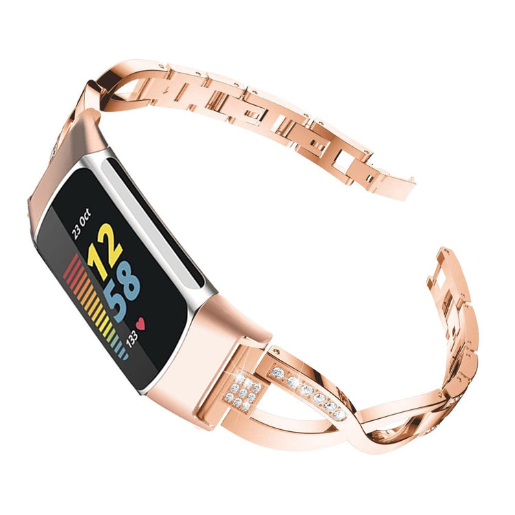 Mega Smuk Metal Rem passer til Fitbit Charge 5 - Pink#serie_1