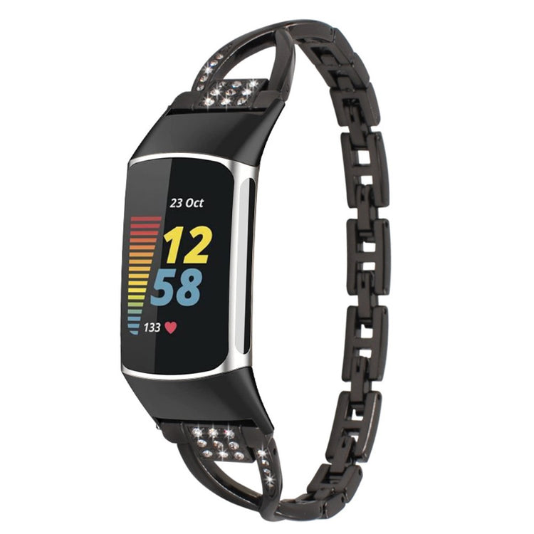 Mega Smuk Metal Rem passer til Fitbit Charge 5 - Sort#serie_4