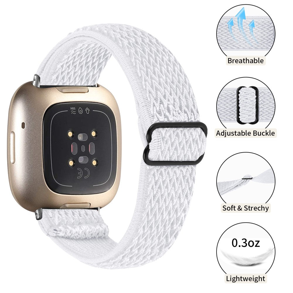 Smuk Nylon Universal Rem passer til Fitbit Sense 2 / Fitbit Versa 4 - Hvid#serie_2