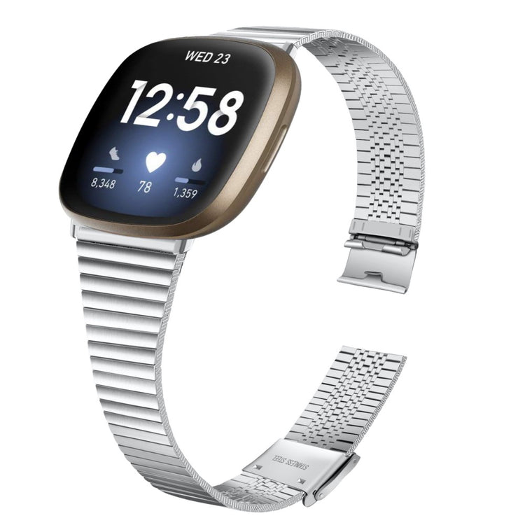 Fed Metal Universal Rem passer til Fitbit Sense 2 / Fitbit Versa 4 - Sølv#serie_083