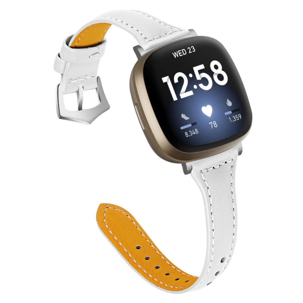 Ægte Læder Universal Rem passer til Fitbit Sense 2 / Fitbit Versa 4 - Hvid#serie_1