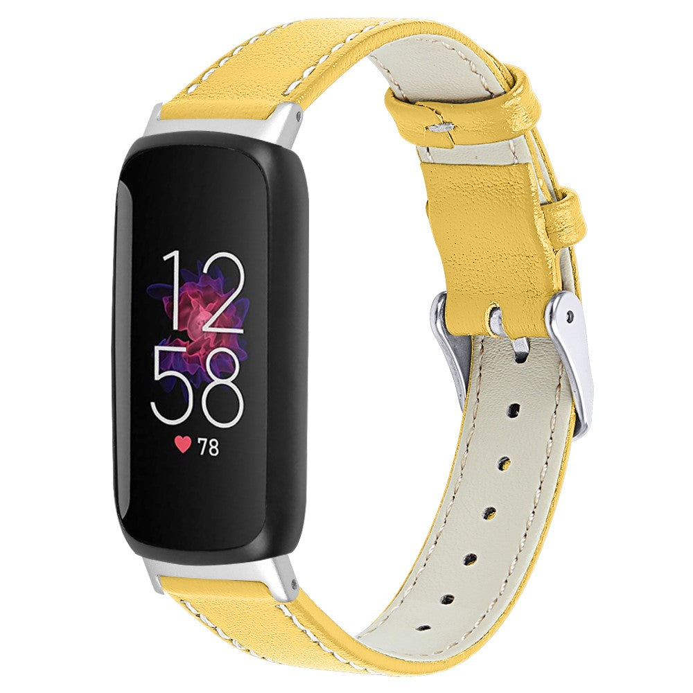 Solid Ægte Læder Rem passer til Fitbit Inspire 3 - Gul#serie_10