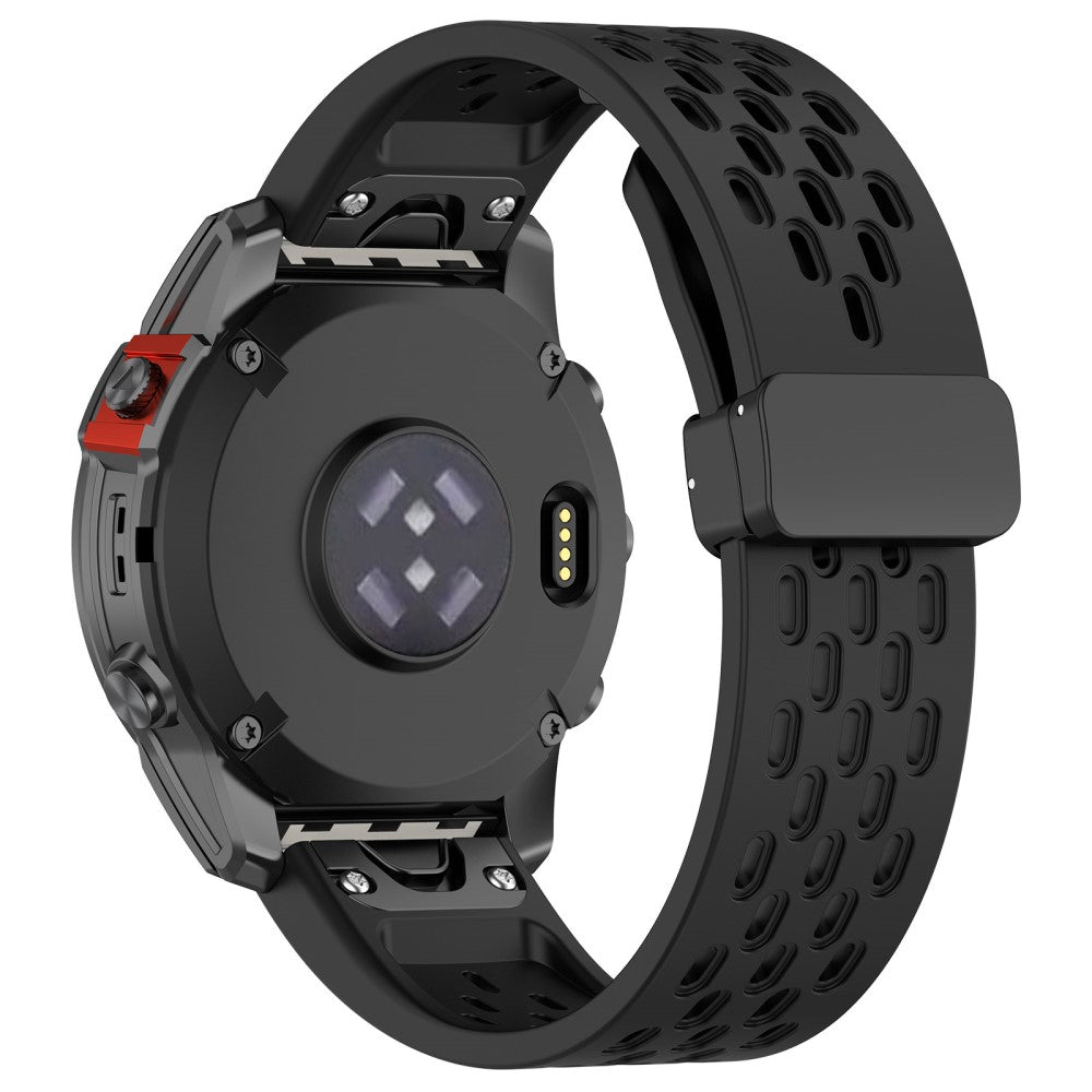 20mm multi-hole style silicone strap with buckle for Garmin Watch - Black#serie_1