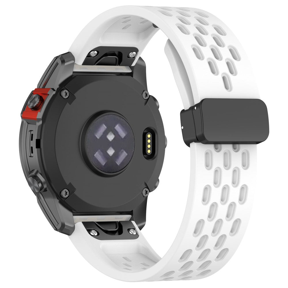 20mm multi-hole style silicone strap with buckle for Garmin Watch - White#serie_2