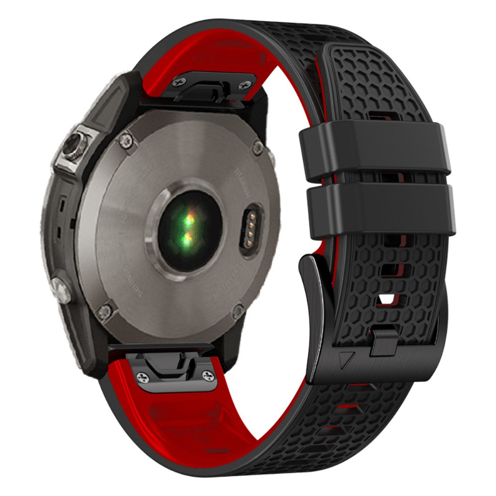 26mm dual-color dot texture silicone strap for Garmin Watch - Black+Red#serie_5