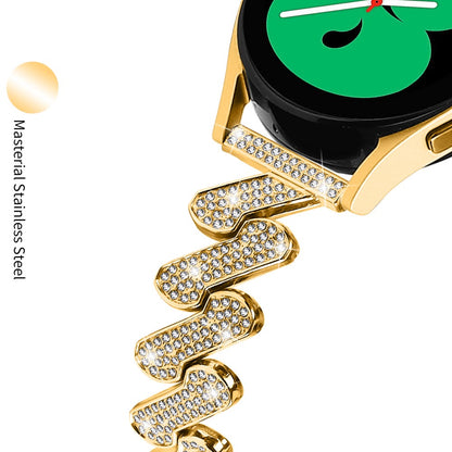 Fed Metal Og Rhinsten Rem passer til Amazfit Cheetah Square - Guld#serie_2