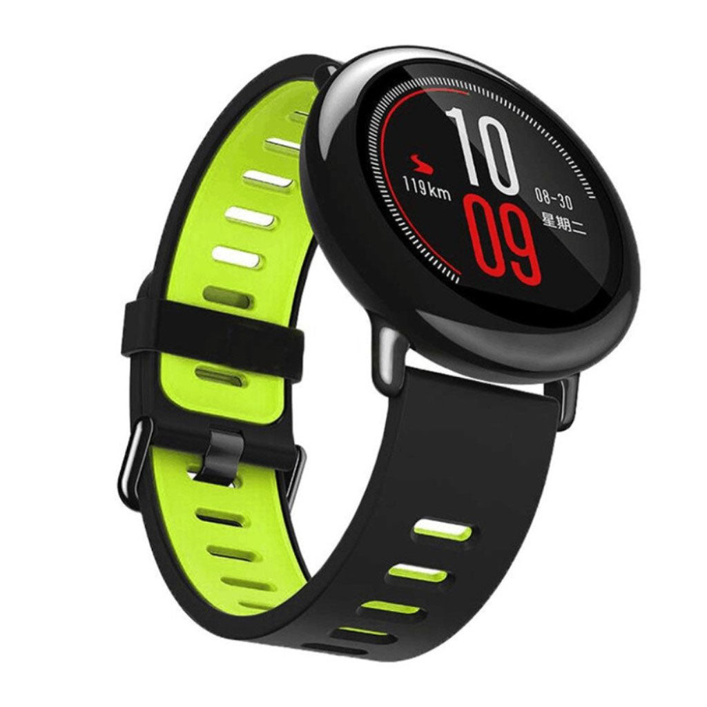 Universal two-tone soft silicone watch band strap - Black / Green#serie_1
