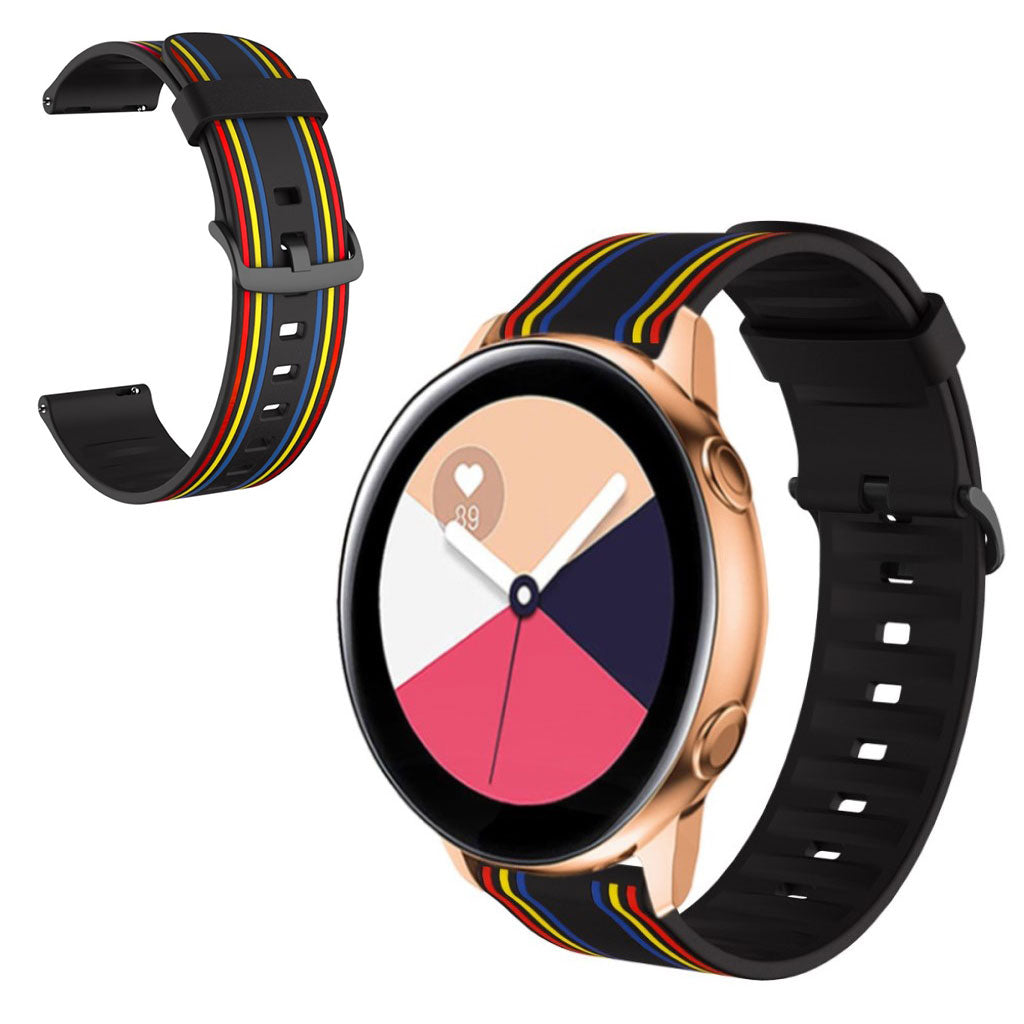 22mm Twill tone watch band for Samsung, Amazfit and Huawei watch - Black / Colorful#serie_4