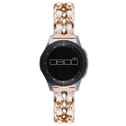 Leather on steel knit watch band for Samsung, Huawei and Amazfit watch - Rose Gold / White#serie_14
