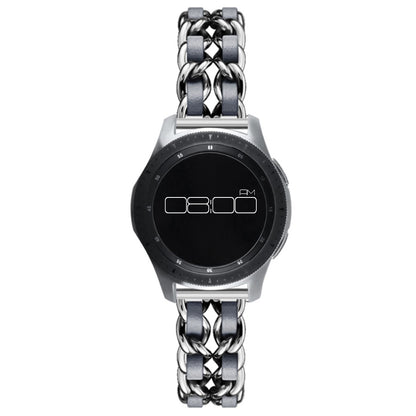Leather on steel knit watch band for Samsung, Huawei and Amazfit watch - Silver / Grey#serie_4