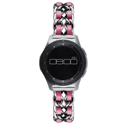 Leather on steel knit watch band for Samsung, Huawei and Amazfit watch - Silver / Rose Gold#serie_6
